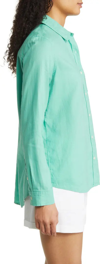 Casual Linen Blend Button-Up Shirt | Nordstrom