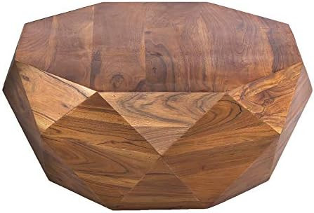 The Urban Port Diamond Shape Acacia Wood Coffee Table with Smooth Top, Dark Brown | Amazon (US)