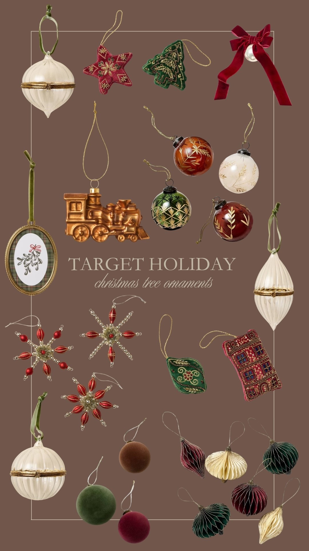 Christmas tree ornaments from Target 🎄