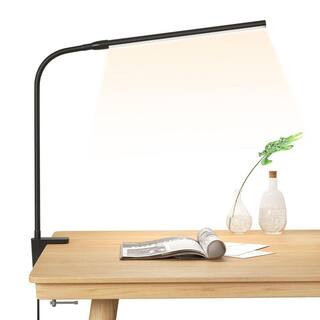 31 in. Black Goose-neck LED Clamp Desk Lamp, 3 Modes Dimmable Task Light, USB Powered for Desktop Office Dorm | The Home Depot