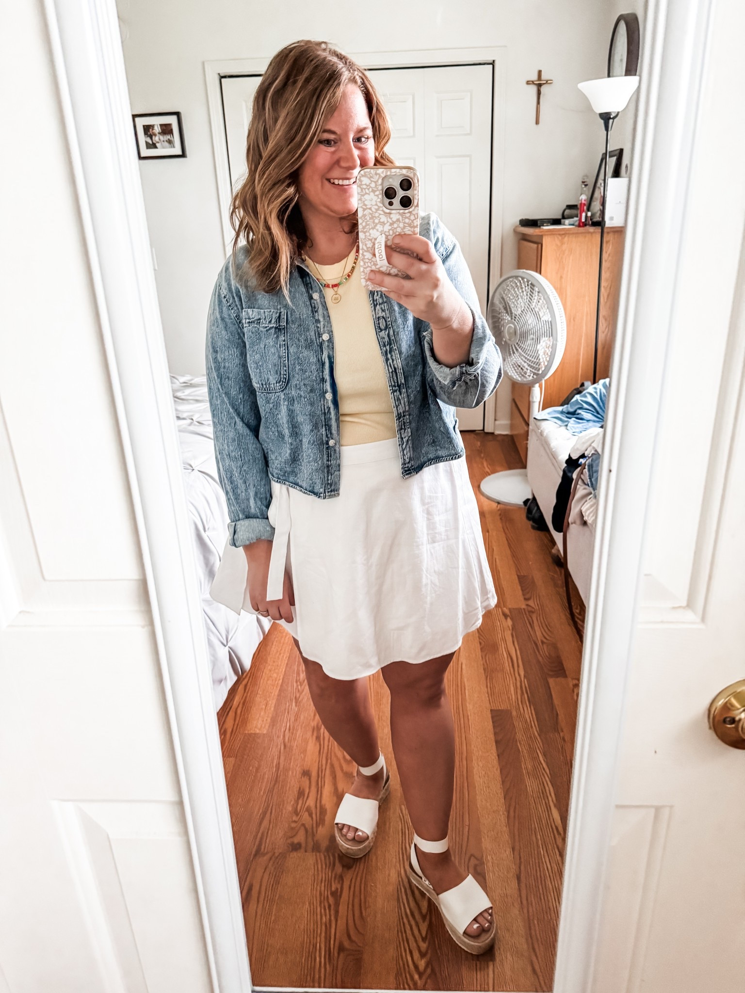 This little linen blend skirt is adorable!! Only $10 right now! Wore it for my teacher outfit with a yellow tee (xl) and a denim shirt.  

#LTKWorkwear #LTKMidsize #LTKPetite