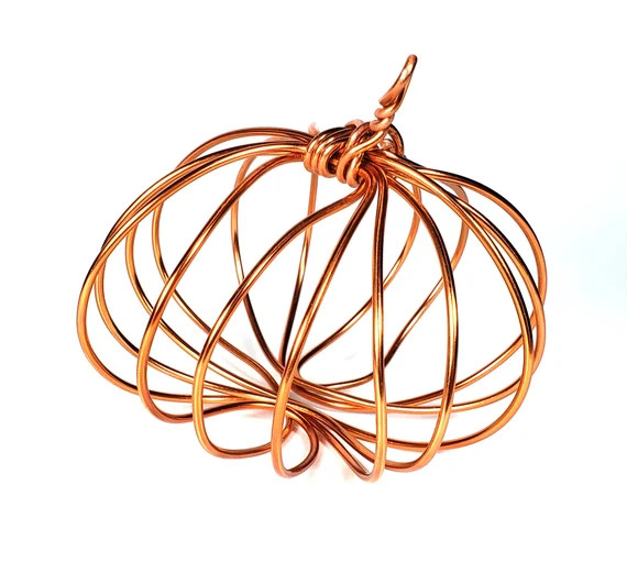 Copper Wire Pumpkin  Small Med  Simple Copper Fall Decor  - Etsy | Etsy (US)