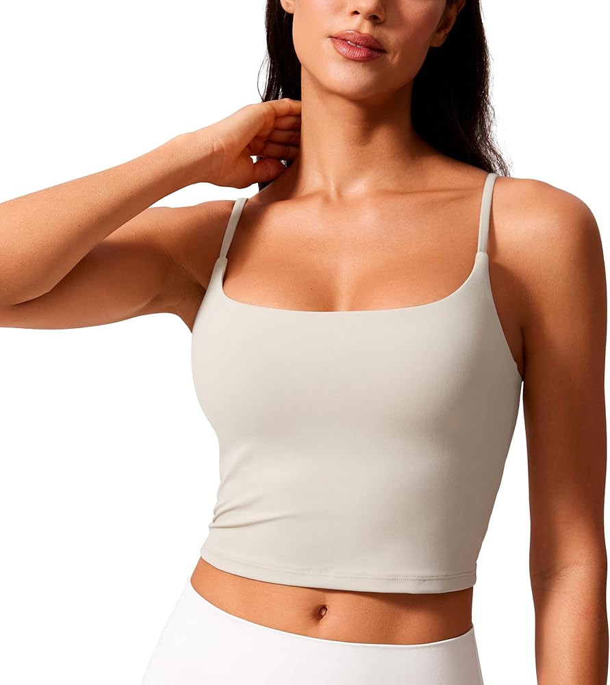 CRZ YOGA Butterlift Womens Scoop Neck Longline Sports Bra - U Back Adjustable Straps Workout Crop... | Amazon (US)