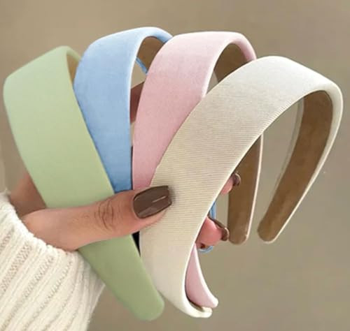Huachi Headbands for Women Non Slip 1 inch Wide Cute Headbands for Girls, Trendy Head Bands Elastic Hair Bands Fashion Hair Accessories for Women 4PCS | Amazon (US)