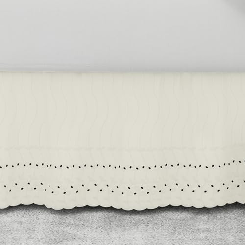 FRESH IDEAS Ideas Ruffled Eyelet Bed Skirt Dust Ruffle with Gathered Styling and Embroidered Deta... | Amazon (US)