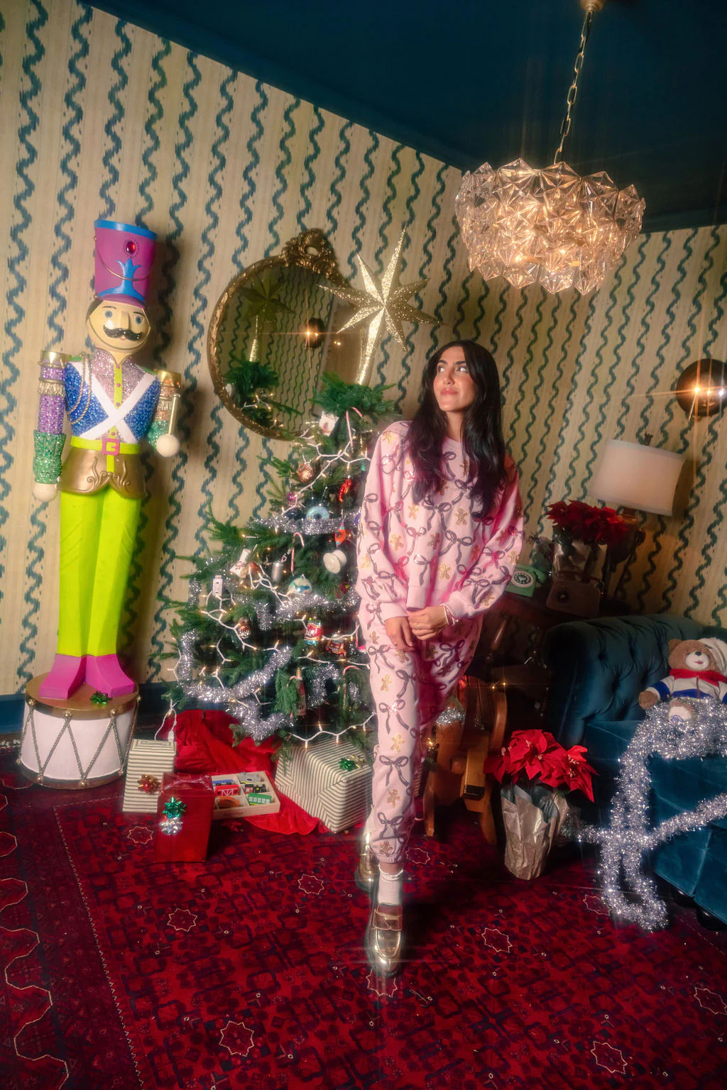 Light Pink Gingerbread Men & Bows Joggers | Queen of Sparkles