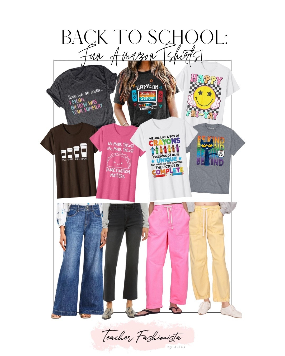 Fun Amazon teacher tshirts for back to school! 

Many of these great jeans/pants are on sale right now FYI!!

#LTKFindsUnder50 #LTKStyleTip #LTKSaleAlert