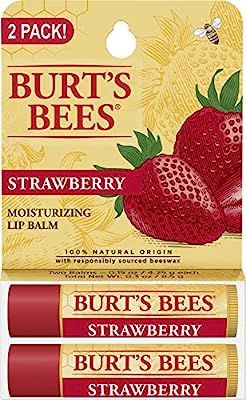 Burt's Bees 100% Natural Moisturizing Lip Balm, Strawberry with Beeswax & Fruit Extracts - 2 Tube... | Amazon (US)