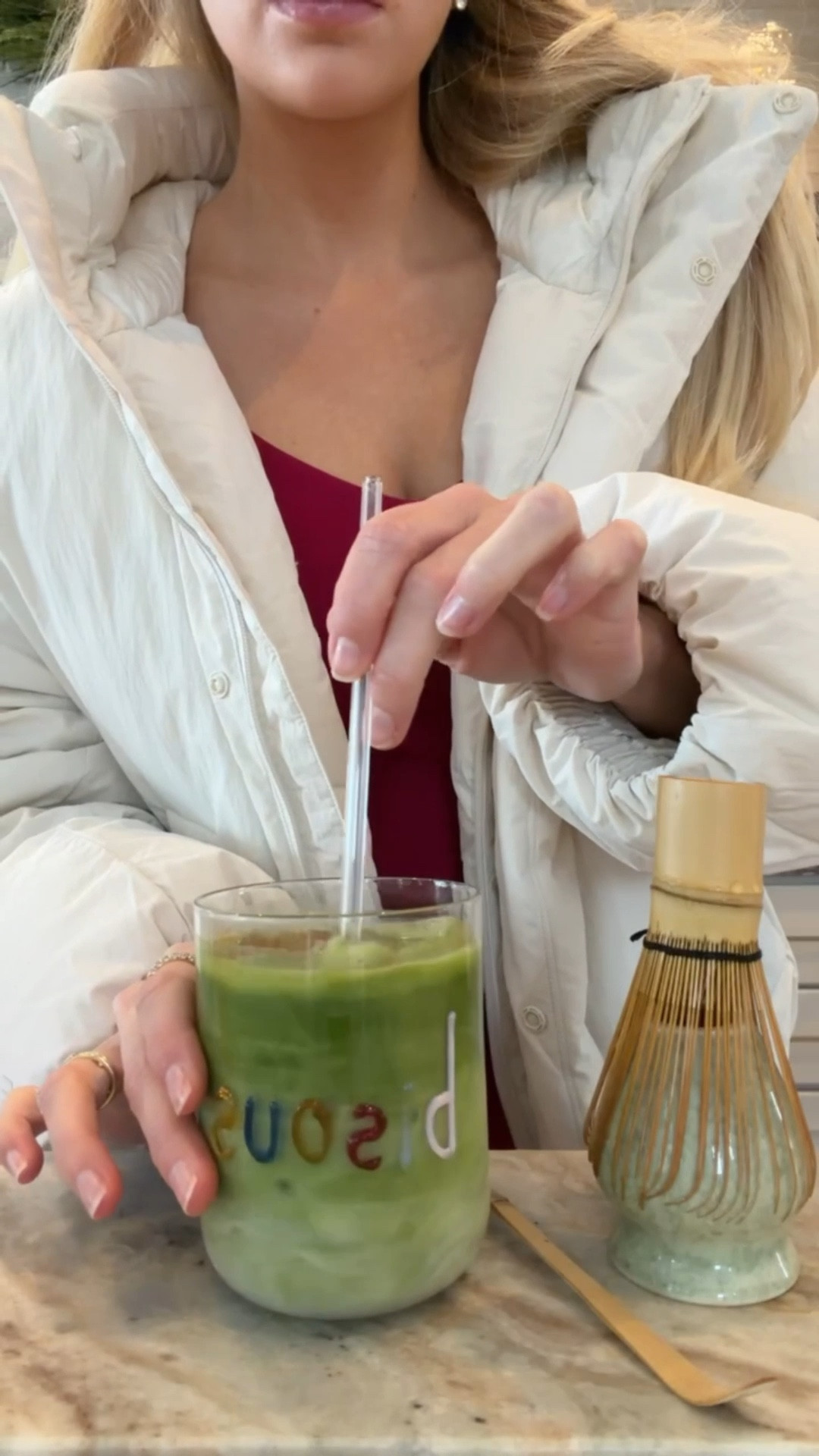 Morning Matcha!
Wearing an 8 in top, 6 in leggings (28”) - both in color berry ramble, small in coat, shoes are tts!

#kathleenpost 
Workout, activewear, matcha

#LTKdayinmylife #LTKootd #LTKmorningroutine