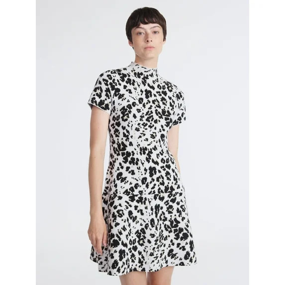 Scoop Women's and Women’s Plus Fit and Flare Jacquard Sweater Dress, Sizes XS-4X | Walmart (US)