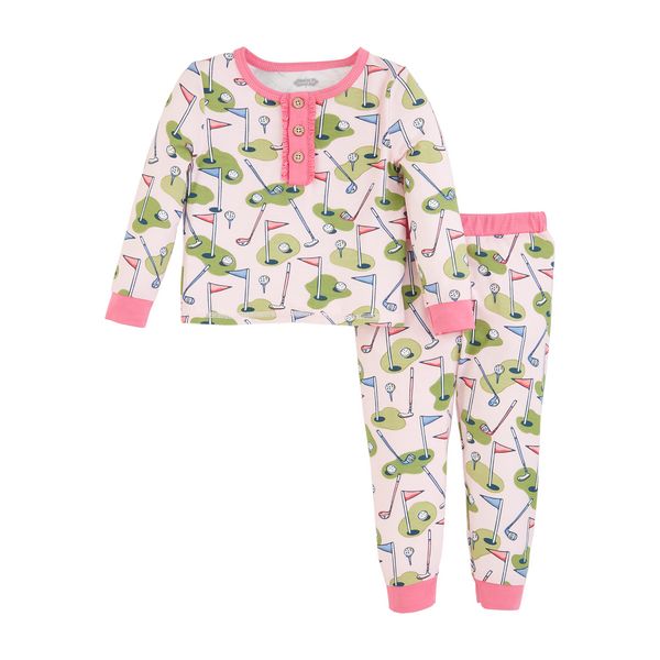 Pink Golf Print Toddler Pajamas | Mud Pie