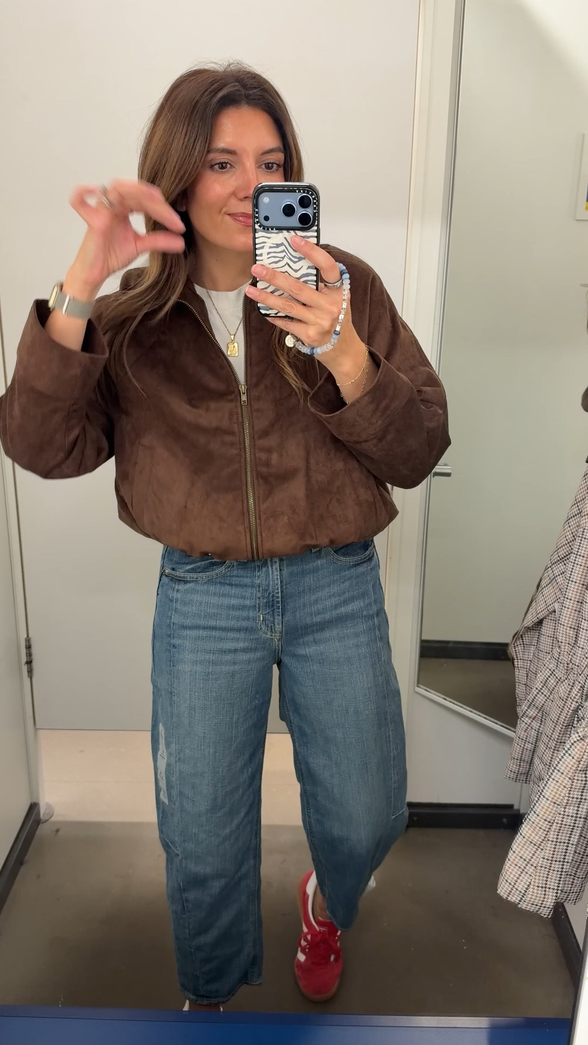 Up to 50% off old navy now!! Love this faux suede jacket!! Fits tts! Jeans in a 4.