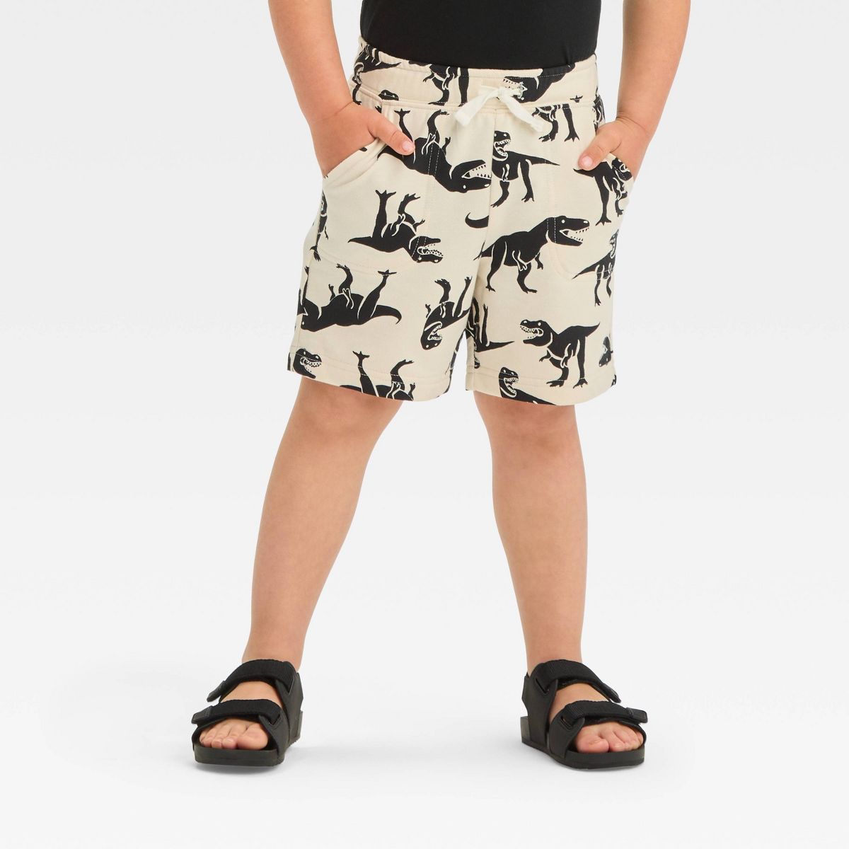 Toddler Boys' Knit Dino Pull-On Above Knee Shorts - Cat & Jack™ Beige | Target