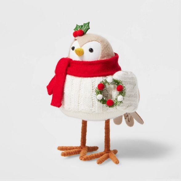 Bird with Scarf & Wreath Decorative Figurine Red - Wondershop™ | Target