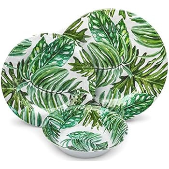 Melamine Dinnerware Set - Melamine Plates 12 Pcs Outdoor Plates Summer Plates and Bowls Sets Dinn... | Amazon (US)