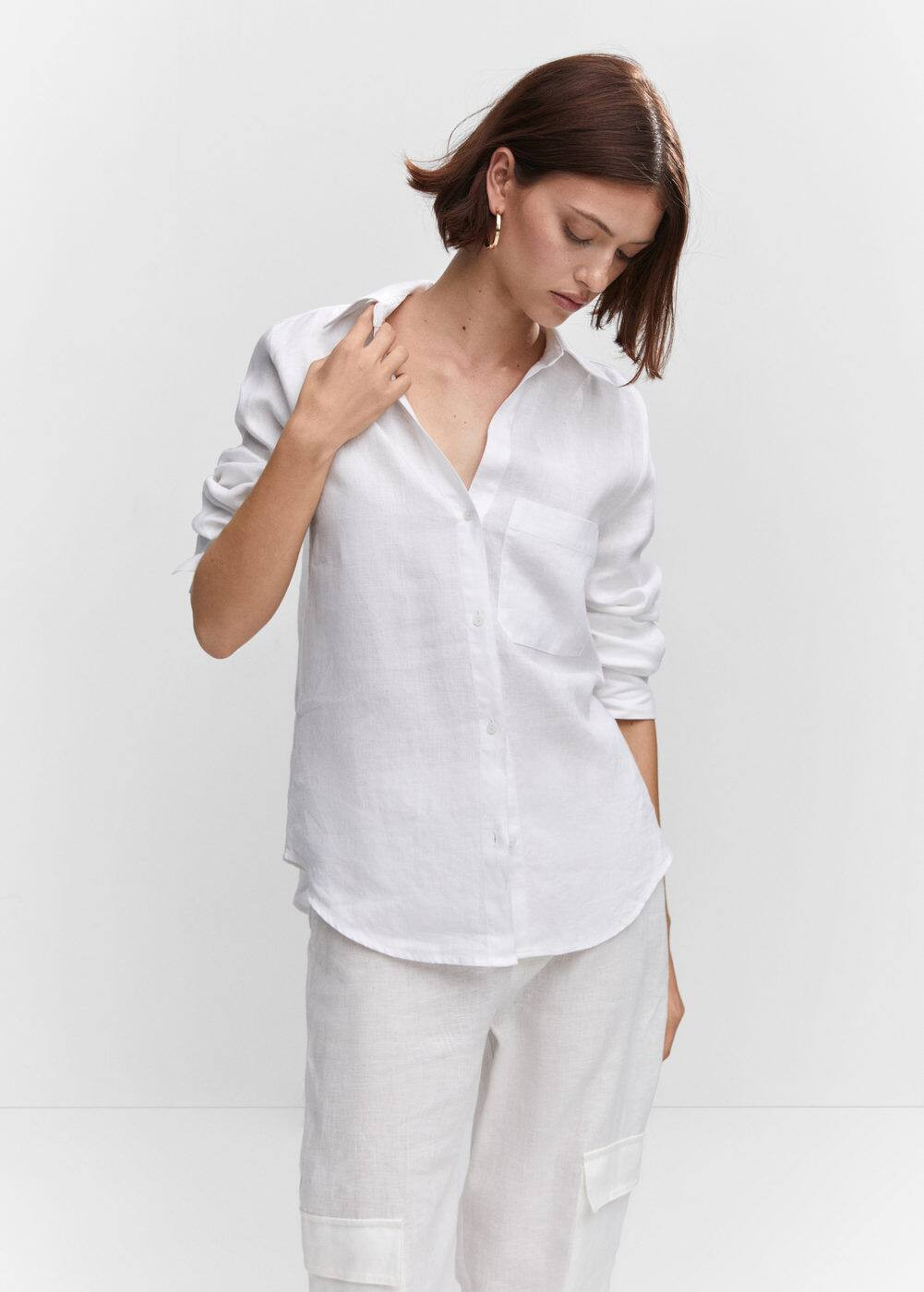 Pocket linen shirt | MANGO (US)