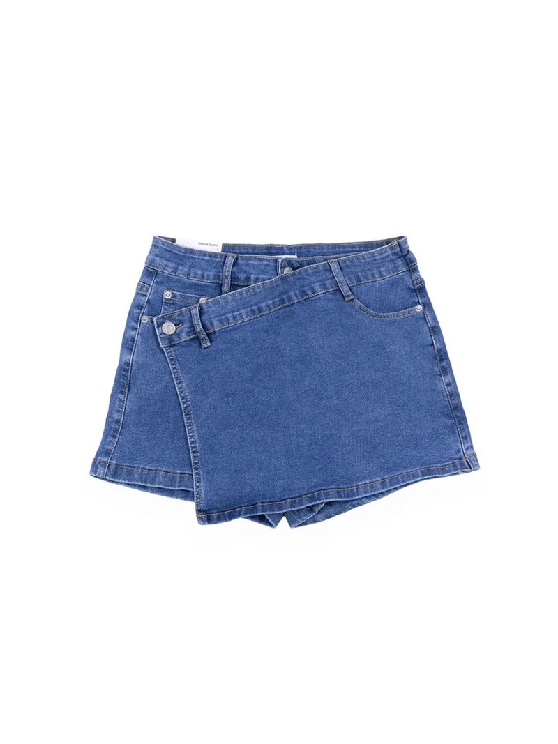 Forever 21 Denim Asymmetrical Skort, Color-Medium Denim, Size-S | Walmart (US)