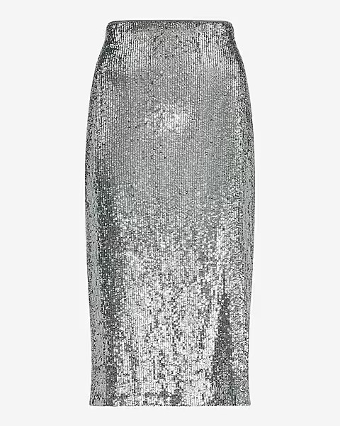 Sequin High Waisted Midi Pencil Skirt | Express