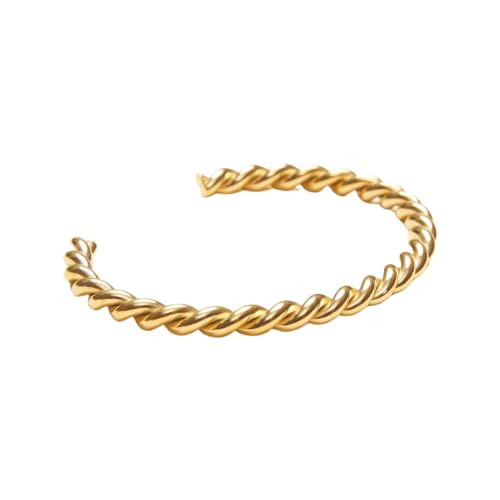 Shapes Studio 18K Gold Plated Titanium Minimalist French Twist Rope Cuff Bangle, Women Bracelet, Gold Cuff Bracelet, Never Tarnish, Women Gift | Amazon (US)
