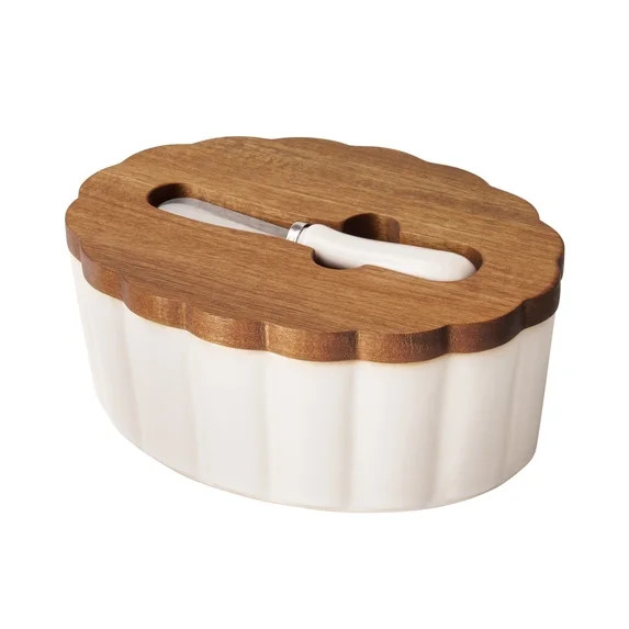 The Pioneer Woman Colette Stoneware Butter Dish, White | Walmart (US)