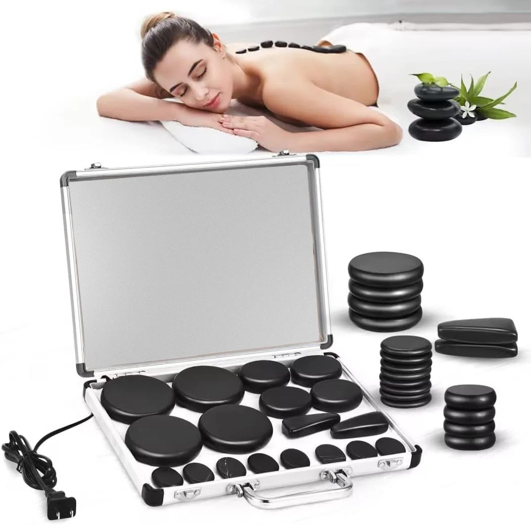 18 Pcs Hot Stones Massage Set with Heater Kit Hot Stones for 4 Sizes | Wayfair North America