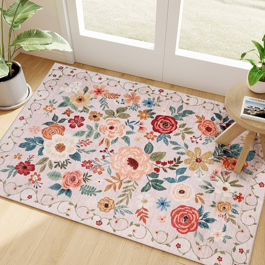 DUKINO 2x3 Rugs for Entryway, Floral Indoor Washable Door Mat, Non Slip Boho Small Rug for Kitche... | Amazon (US)
