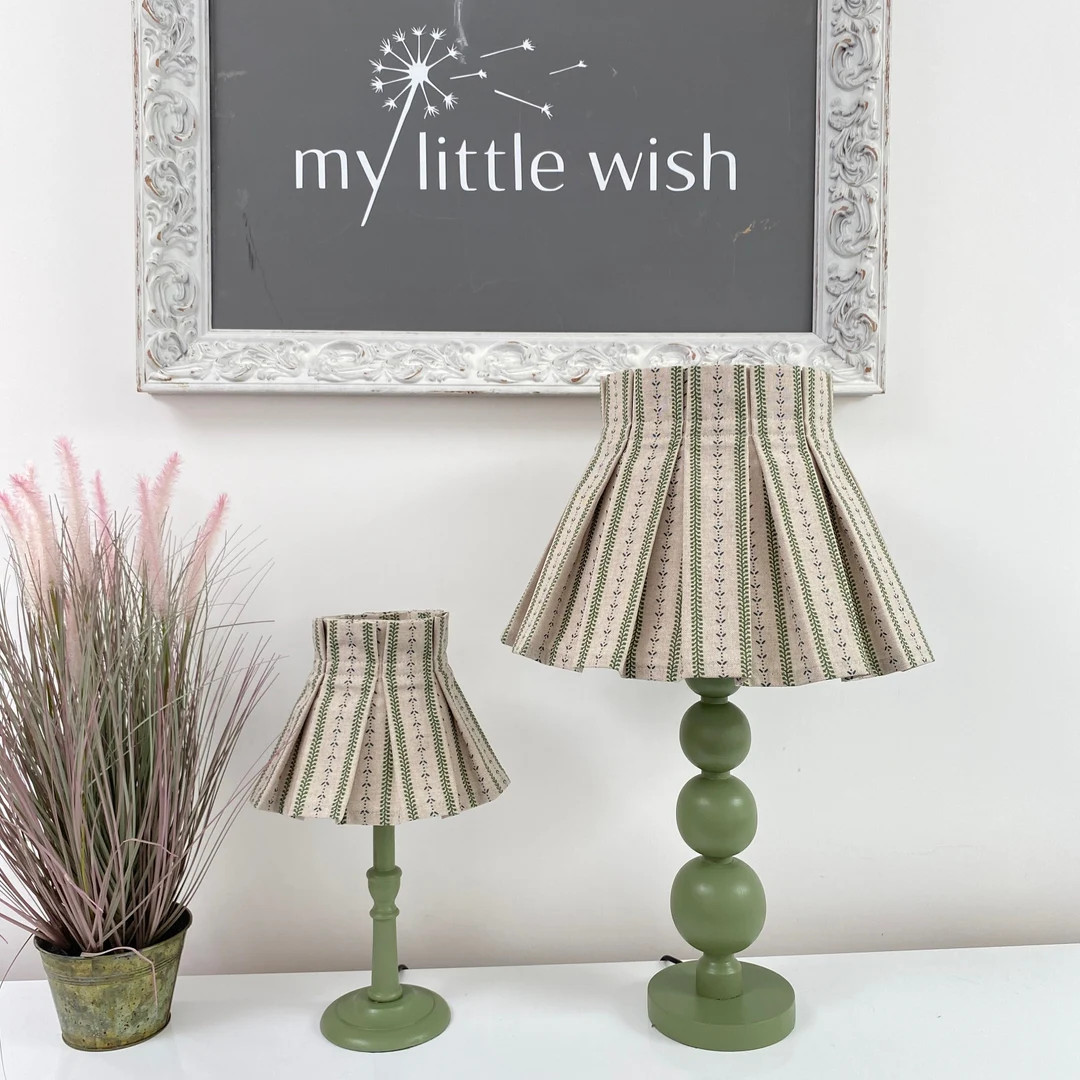 Pleated Lampshade Box Pleat Lampshade Green and Blue - Etsy | Etsy (US)