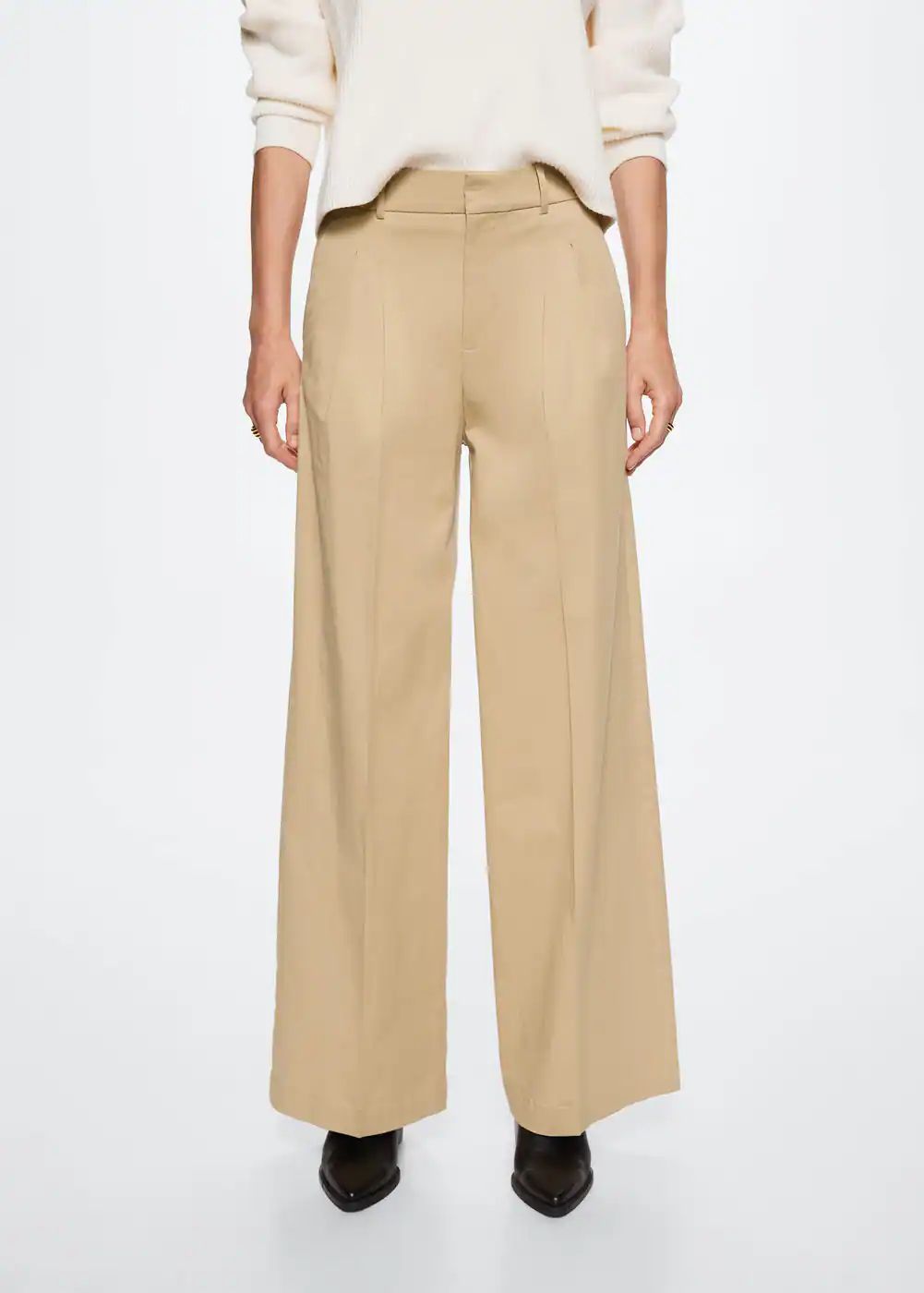 Pleat detail cotton trousers -  Women | Mango USA | MANGO (US)