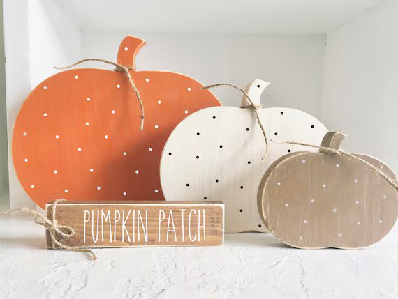 Wooden pumpkins Fall decor Autumn rustic Farmhouse | Etsy | Etsy (US)