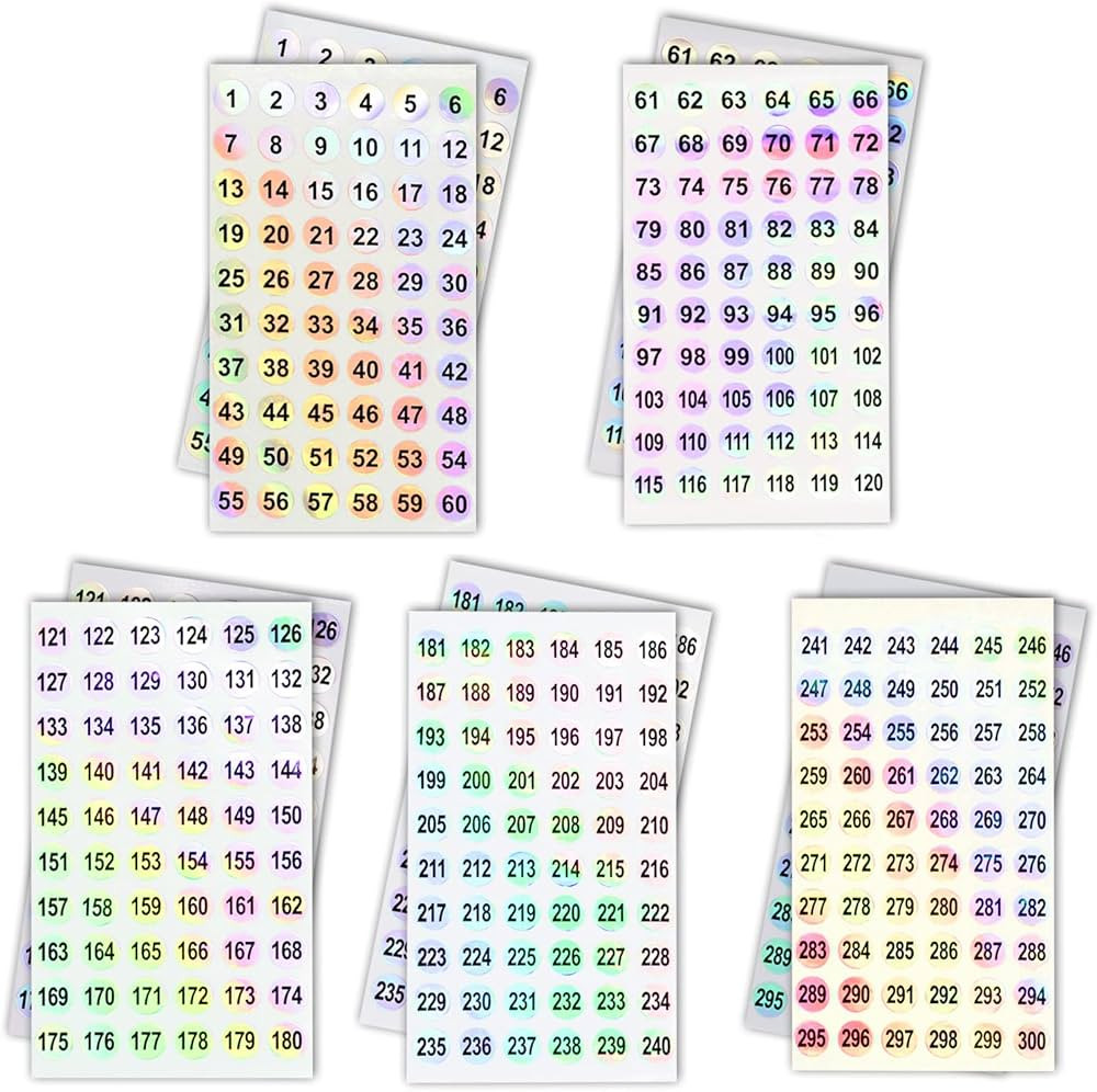 2 Sets Number Stickers (Number 1-300), Self Adhesive Label Laser Stickers for Organizing Nail Pol... | Amazon (US)