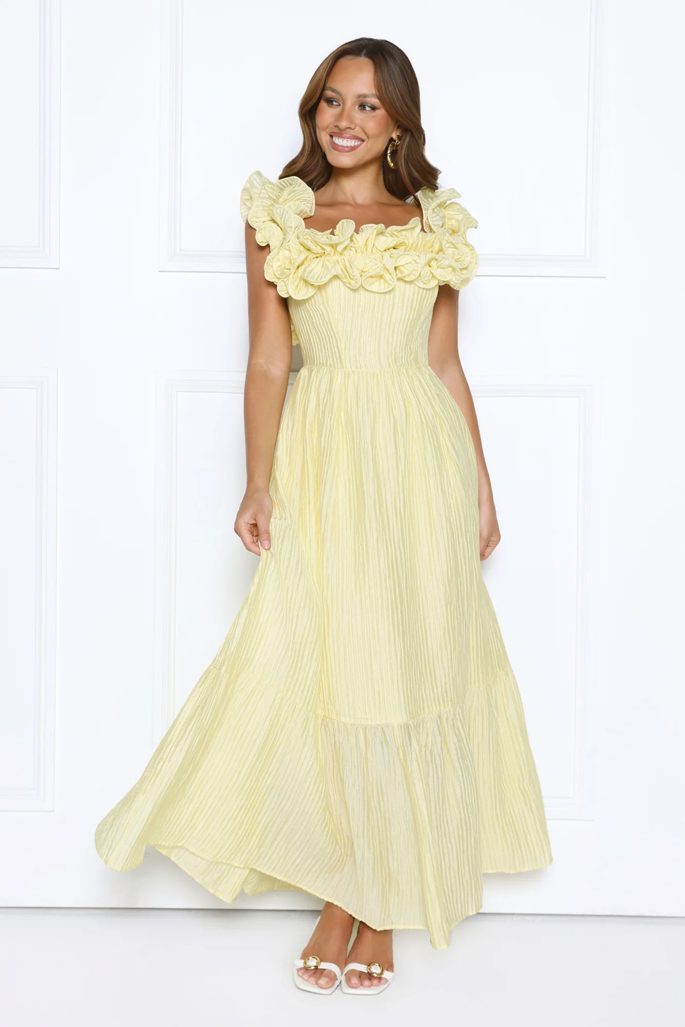 Magnetic Energy Off Shoulder Maxi Dress Yellow | Hello Molly (US)