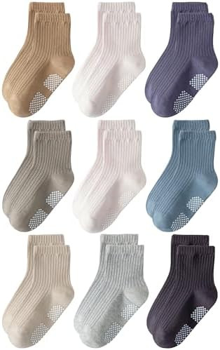 Toddler Grip Socks Non Slip Crew Socks Cute Seamless Cotton Socks for Baby Boys Girls Infants Kid... | Amazon (US)