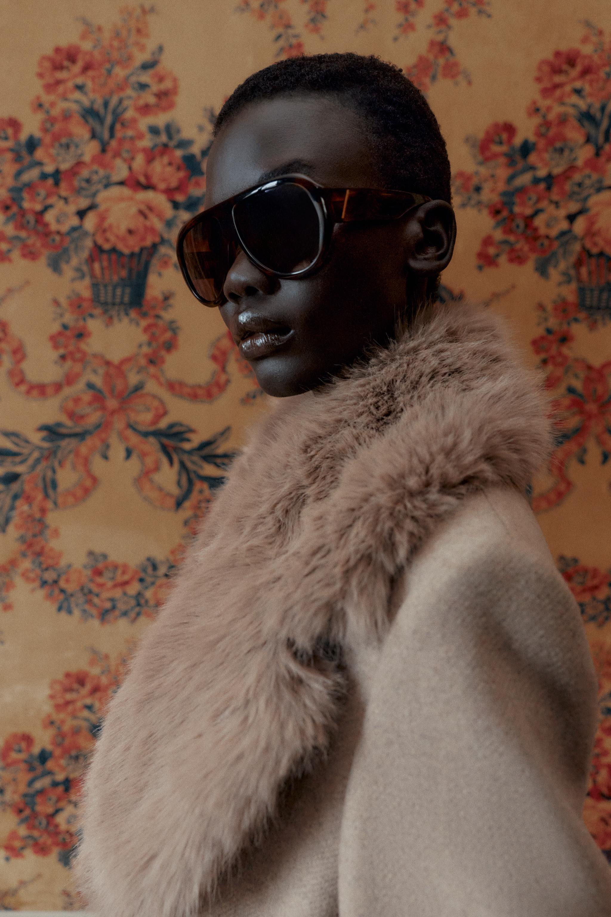 WOOL COAT WITH FAUX FUR LAPEL AND BELT | Zara US