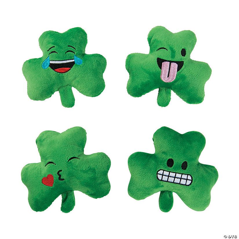 St. Patrick’s Day Green Stuffed Emoji Shamrocks - 12 Pc. | Oriental Trading Company