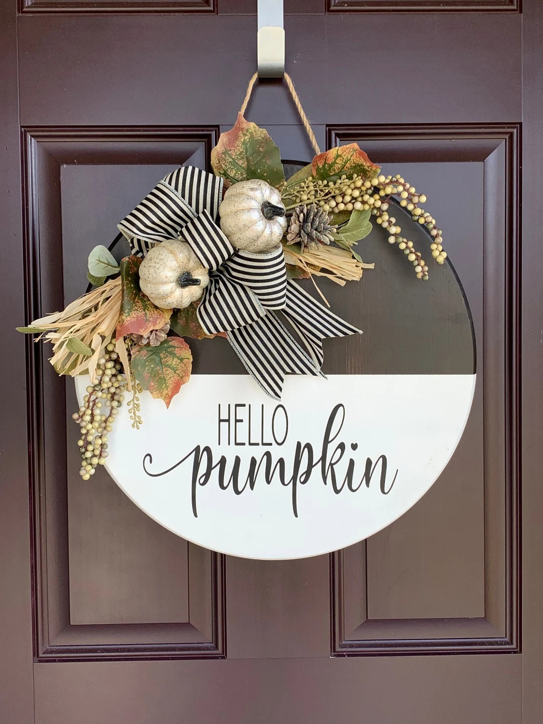 Fall Pumpkin Door Hanger, Front Porch Fall Sign, Front Door Wreath, Thanksgiving Door Wreath, Han... | Etsy (US)