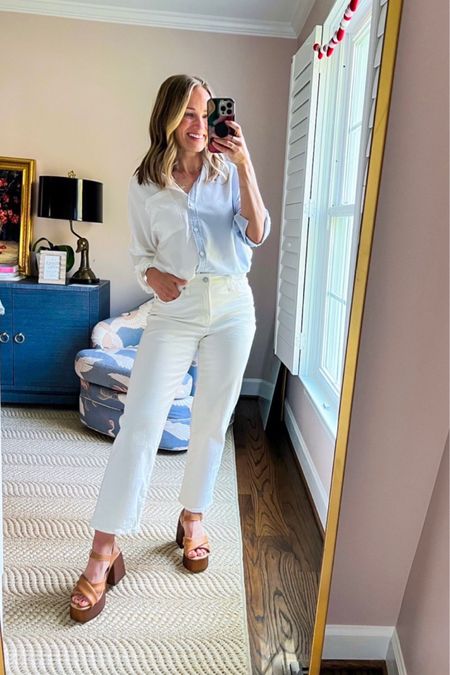 The best straight leg white jeans are on sale for 30% off this weekend. They run TTS. I wear a size 25 Petite. 

#LTKSeasonal #LTKsalealert #LTKFind