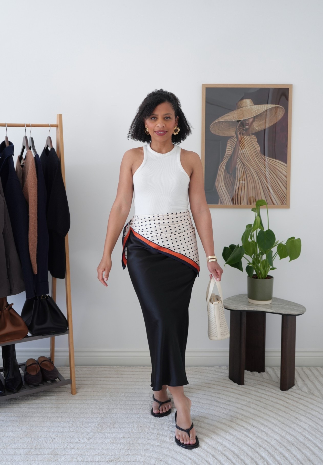 Spring/summer 2026 outfit
Petite spring/summer 2026 outfit
Polka dot scarf
Midi skirt
White Tank top
Black Flip flops
Summer sandals 




#LTKspring #LTKuk #LTKpetite