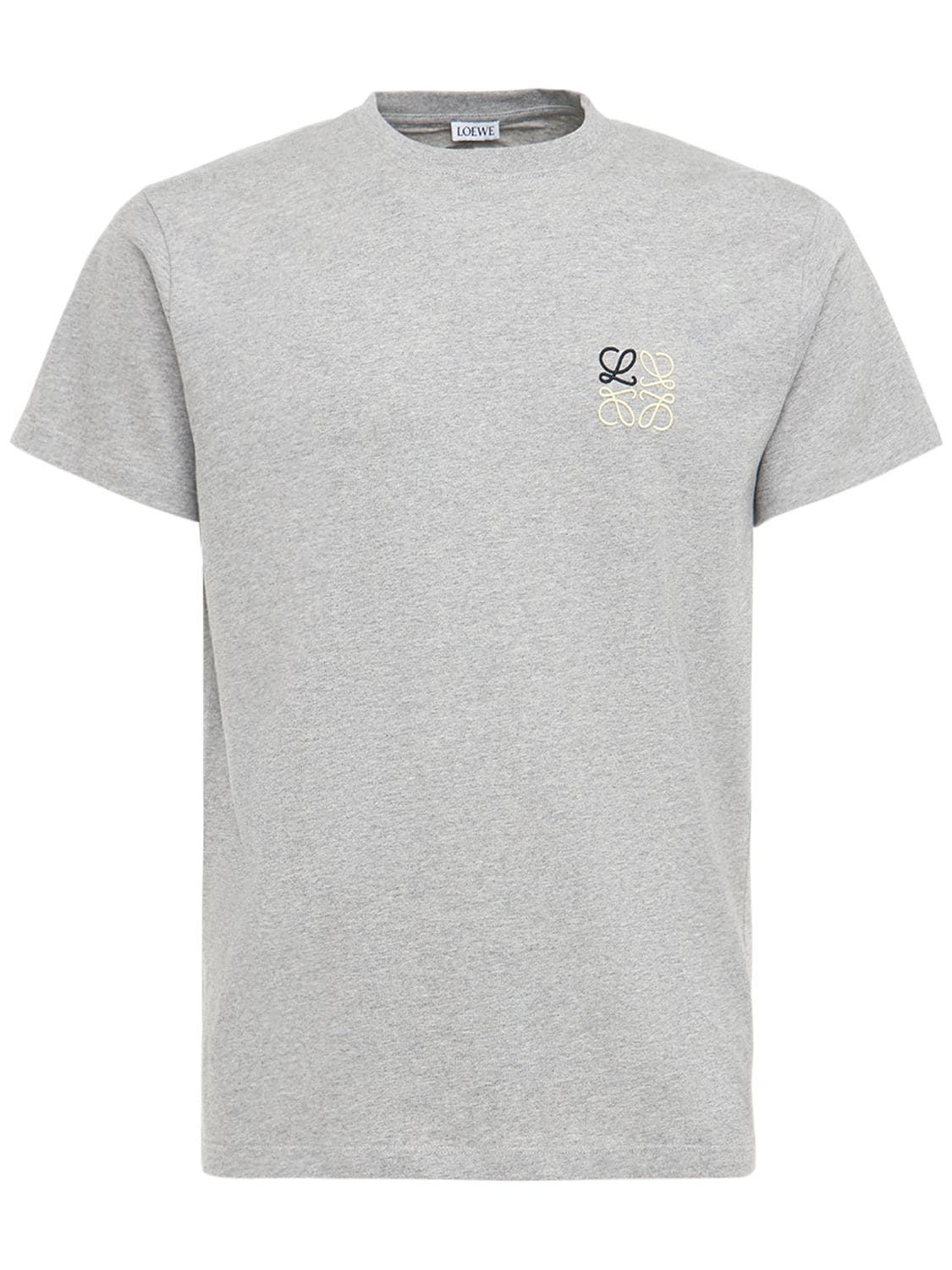 Loewe - Logo embroidery cotton jersey t-shirt - Heather Grey | Luisaviaroma | Luisaviaroma
