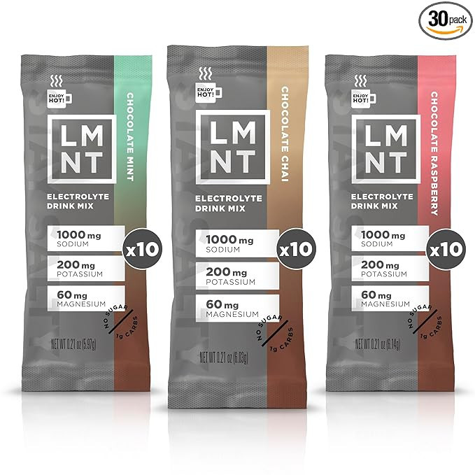 LMNT Hot Chocolate and Coffee Mixer - Chocolate Medley (Mint, Chai, and Raspberry) Salt Electroly... | Amazon (US)