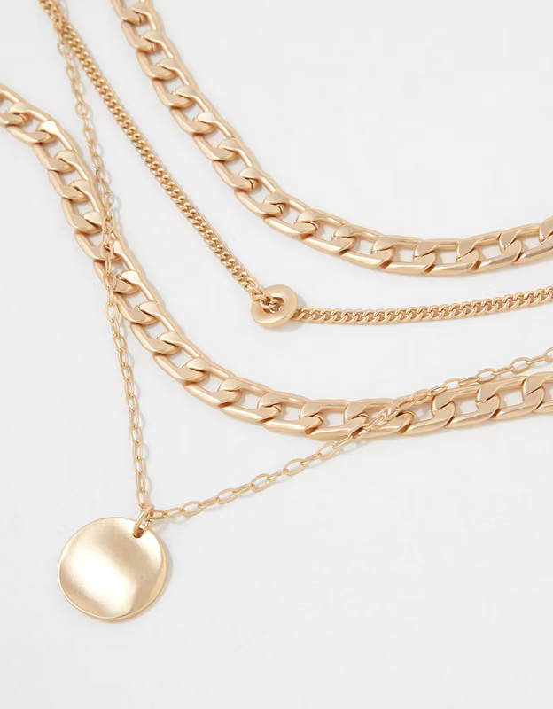 AEO Discs Layering Necklaces 4-Pack | American Eagle Outfitters (US & CA)