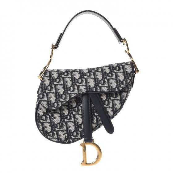 CHRISTIAN DIOR Oblique Mini Saddle Bag Blue | Fashionphile