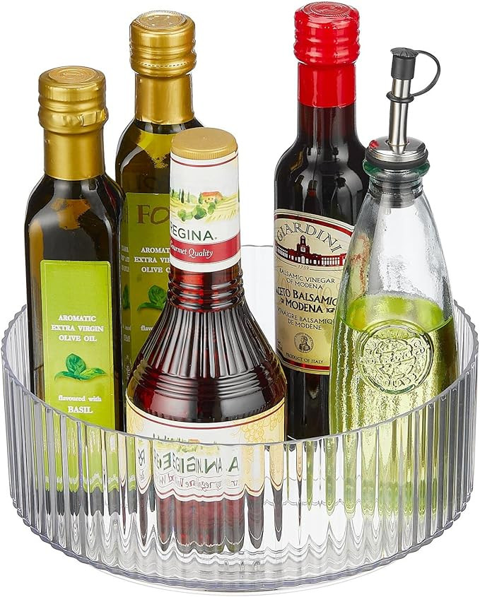 mDesign Fluted Lazy Susan Turntable Plastic Spinner for Kitchen and Bathroom Cabinet, Cupboard, o... | Amazon (US)