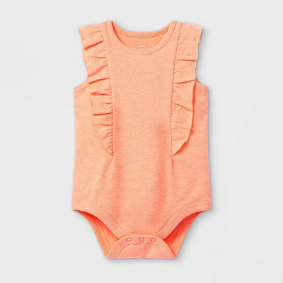 Baby Girls' Ruffle Short Sleeve Bodysuit - Cat & Jack™ Moxie Peach | Target
