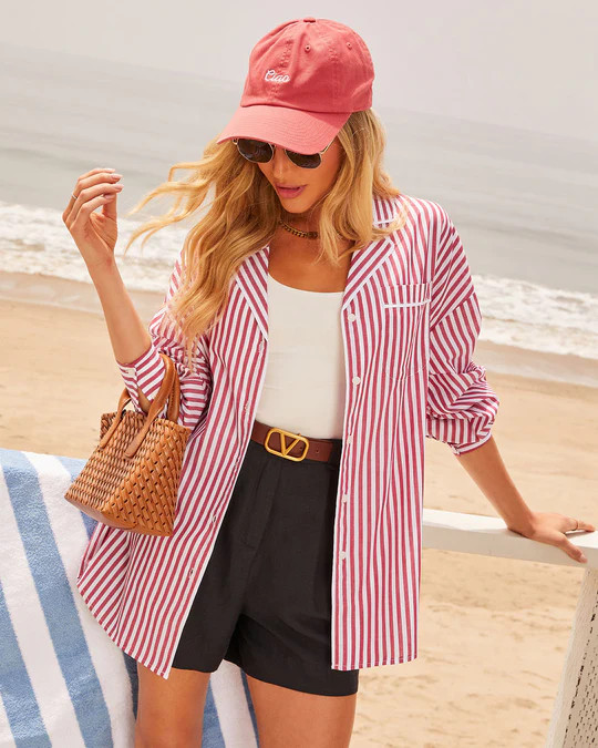 Anthem Bishop Sleeve Striped Button Down Top | VICI