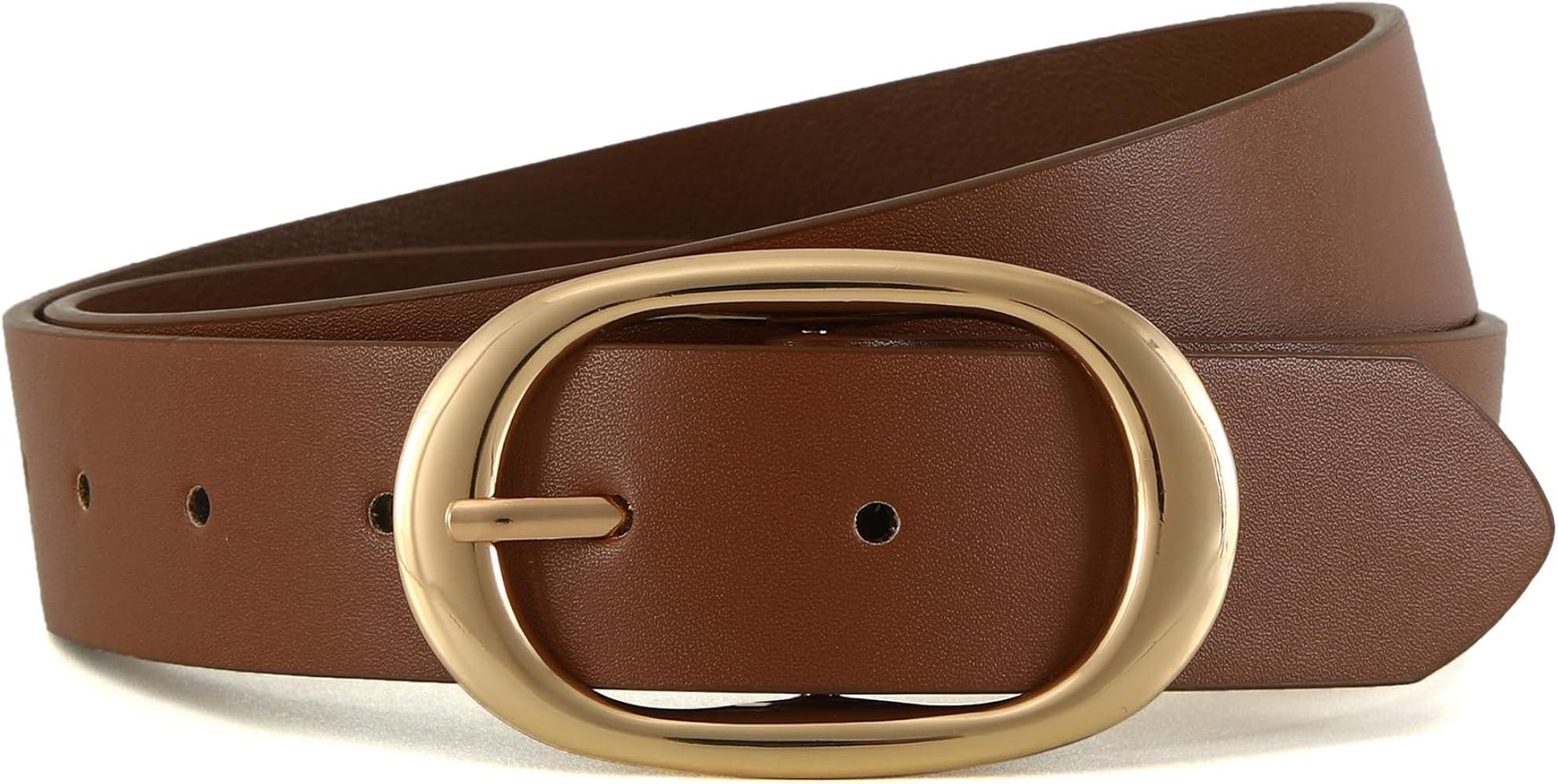 Fashion Women's Faux Leather Belts Ladies Waist Belt with Pin Buckle for Jeans Pants 1.26" Width | Amazon (US)