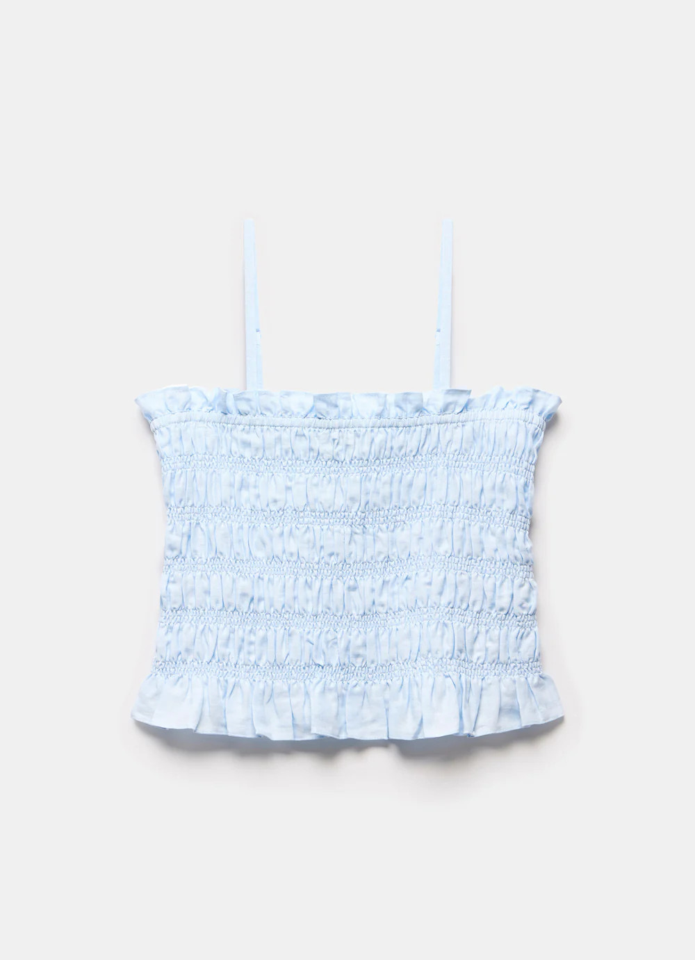 Blue Linen Shirred Bandeau Top | Mint Velvet