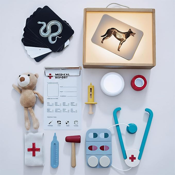 Doctor Kit for Toddlers 3-5, Pet Vet Pretend Play Toys for Kids, with X-Ray, Wooden Light Box, Me... | Amazon (US)