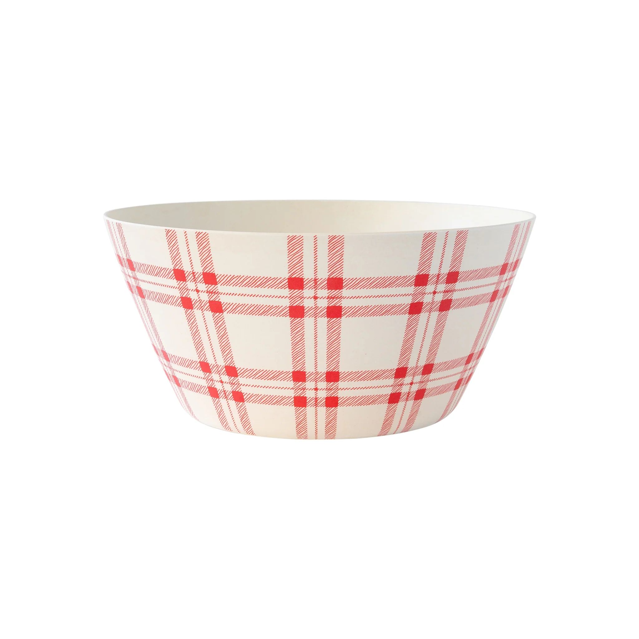 Red Plaid Reusable Bamboo Serving Bowl | My Mind's Eye
