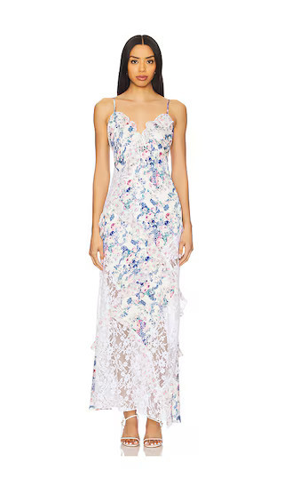 For Love & Lemons Josalyn Maxi Dress in Blue. - size M | Revolve Clothing (Global)