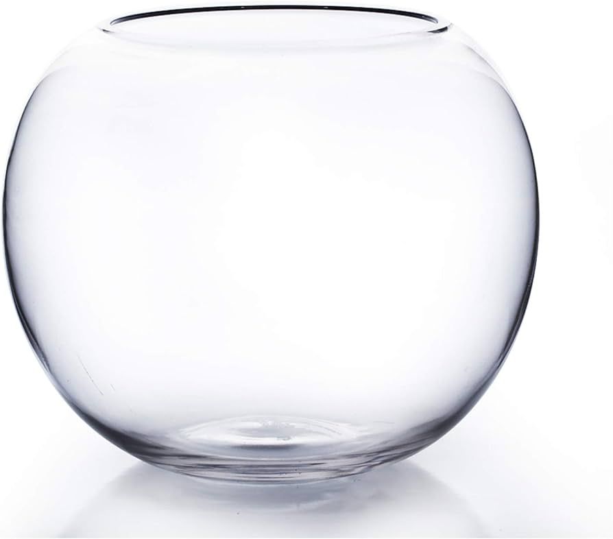 WGV Bowl Glass Vase, Diameter 10", Height 8", Open Width 6", (Multiple Sizes Choices) Clear Bubbl... | Amazon (US)